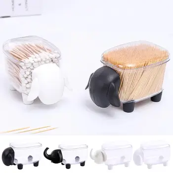 

Cotton Swab Storage Box Sheep Elephant Dust-proof Toothpick Holder Organizer