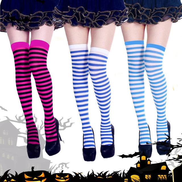 Women Girl Elf Xmas Striped Colourful Pantyhose Tights Autumn Over