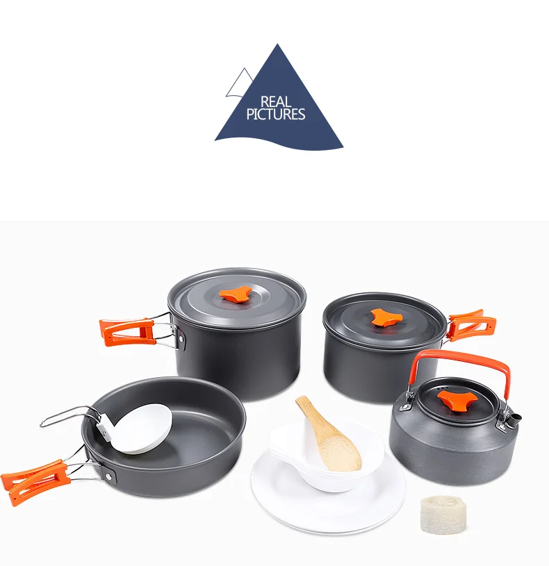 Utensílios de Mesa ao ar Utensílios de Mesa Hewolf Pessoas Livre Acampamento Caminhadas Pesca Portátil Panelas Piquenique Pan Chaleira Pote Tigela Viagem 2019 4-5 11 2019 hewolf 4-5 pessoas utensílios de mesa