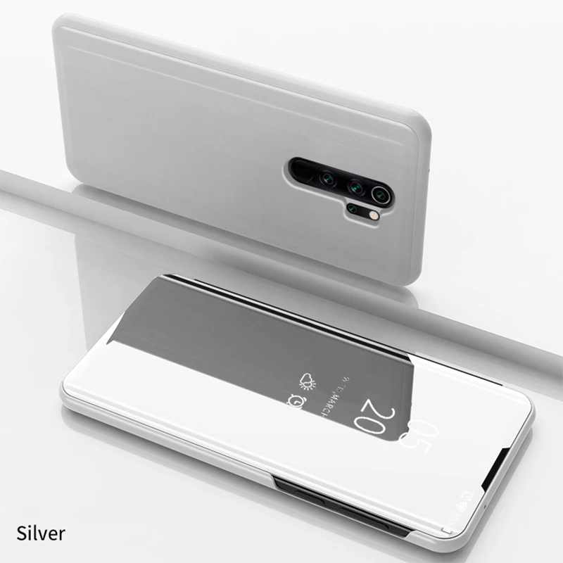 Серебристый Умный зеркальный флип-чехол для Xiaomi Redmi Note8t Note 8 7 pro 8 t 8a 7a Note8 8Pro 8 t защитный чехол Поддержка кожаный чехол для телефона s - Цвет: Серебристый