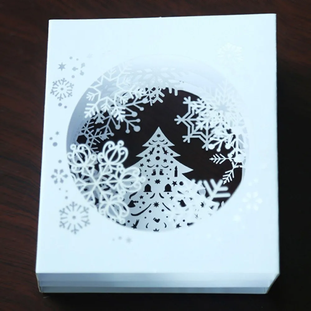 3D Pop-up Tree Box Snowflake Greeting Card Gift Merry Christmas Invitation Decor