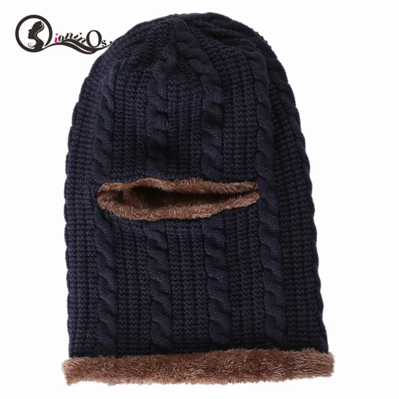 D Ветрозащитные шапочки Skullies для мужчин и женщин, маска для лица, осенне-зимняя вязаная шапка из дышащего флиса, одноцветная шапка - Цвет: D