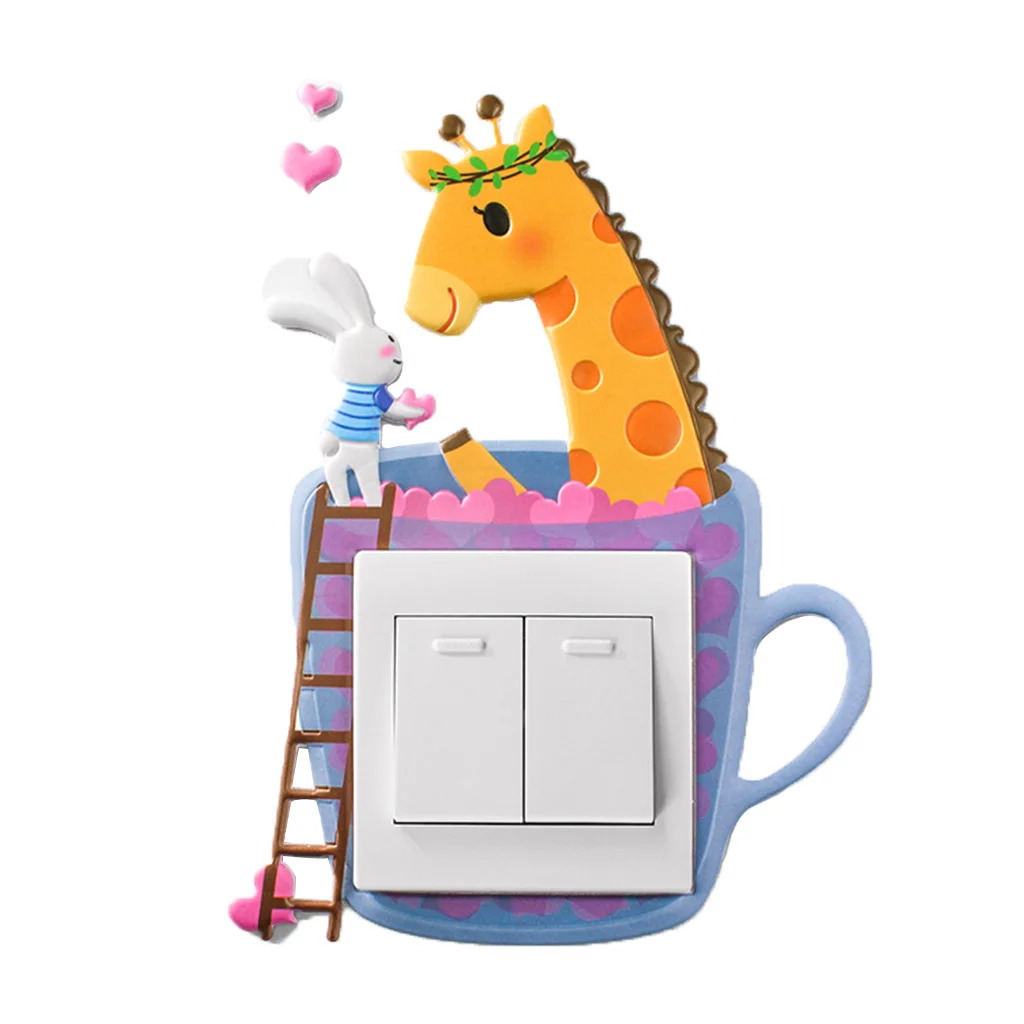 

Lovely Animal Cartoon Wall Sticker Switch Cover Wall Socket On-off Decal Kids Baby Room Home Decoration Drop Ship Support