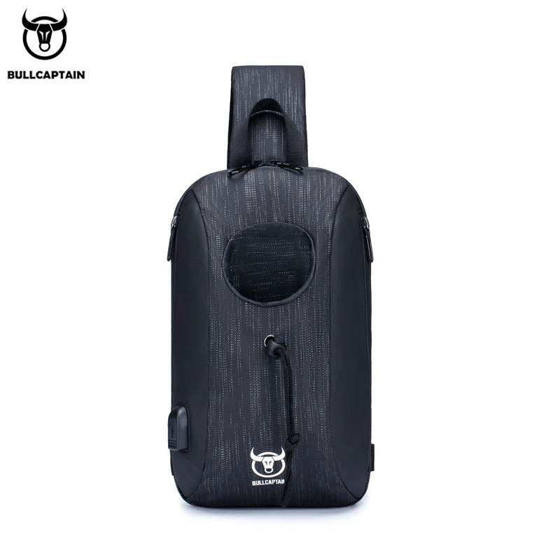 BULLCAPTAIN 2021 New Men's Multifunctional Messenger Bag USB Rechargeable Chest Backpack Waterproof Short Trip