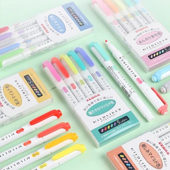 

5Pcs/Set Japan Zebra Mild Liner Double Headed Highlighter Pen fluorescent pen Marker Pens Mildliner Office School Stationery