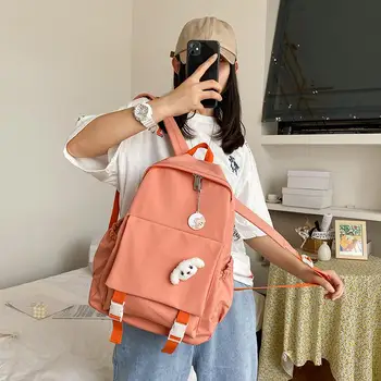 

Women Backpack School Bag For Teenage Girl Simple Fashion Wild Large Capacity Mochila Feminina Travel Nylon Backpacks Female Bag