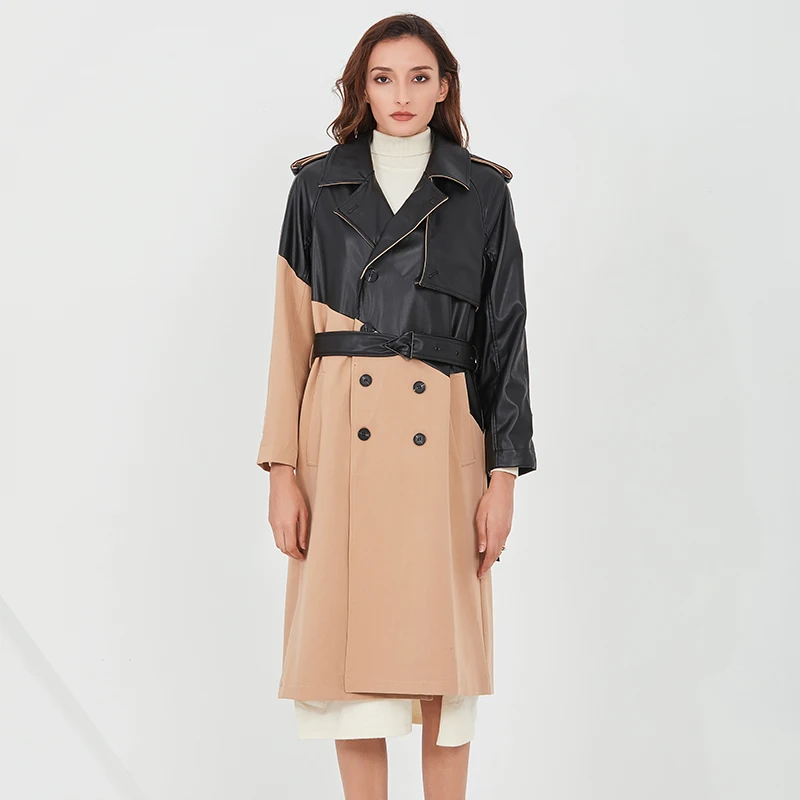 TWOTWINSTYLE Patchwork Windbreaker For Women Lapel