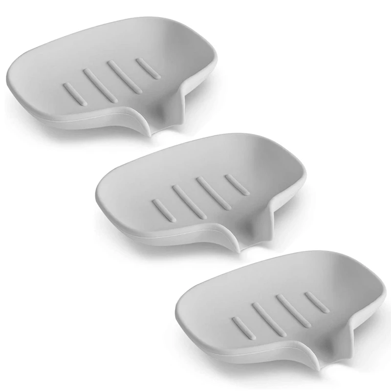 3Pcs Drain Soap Dish, Soap Stand with Shower / Bathroom, Self Draining