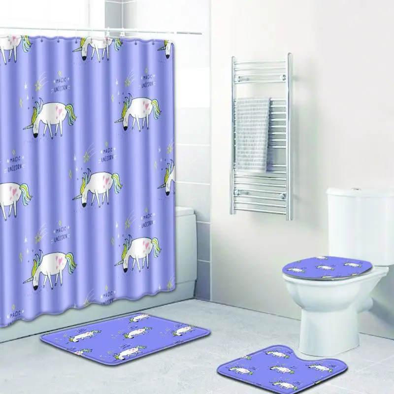 

Modern Simple Balloon Print Bathroom Shower Curtain Modern Waterproof Polyester Fabric Toilet Seat Cover Bath Mat Home Decor