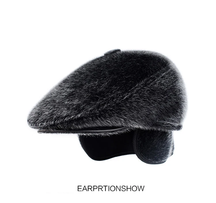 Осень зима теплая мужская шапка шапки искусственный мех береты зимняя шапка для папы британский джентльмен Newsboy Шапка s шляпа в стиле Гэтсби