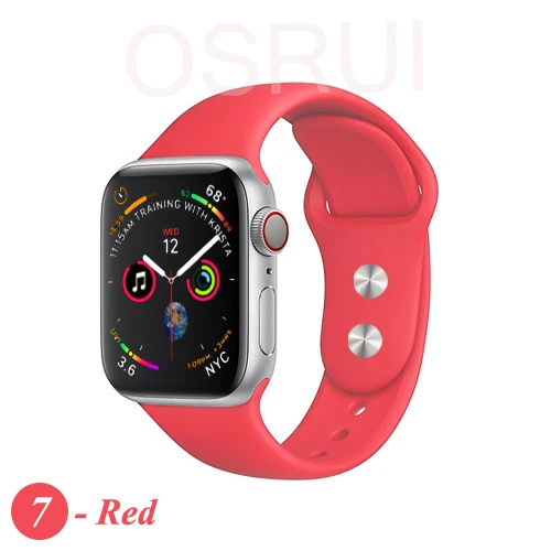 7-Red Ремешок для спортивных часов для apple watch band 42 мм/38 мм apple watch 4 3 2 band iwatch band 44 мм/40 мм браслет ремень часы аксессуары - Цвет ремешка: 7-Red