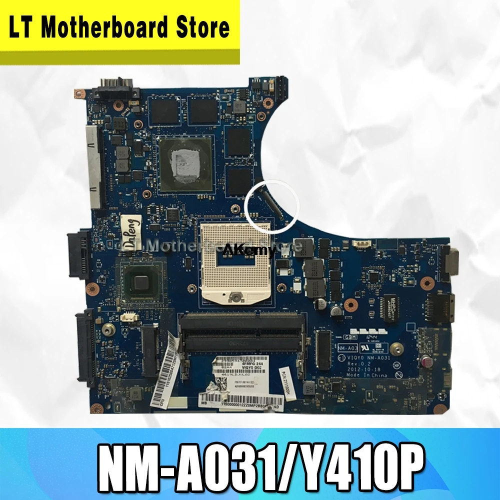 

VIQY0 NM-A031 REV:1.0 Y410P motherboard for Lenovo ideapad Y410P NM-A031 original motherboard GT750/GT755 Test motherboard