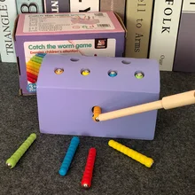 Деревянная Магнитная детская игра-ловля жуков, игрушка в форме гусеницы, подходящая для раннего возраста, развивающая интерактивная игрушка для родителей и детей