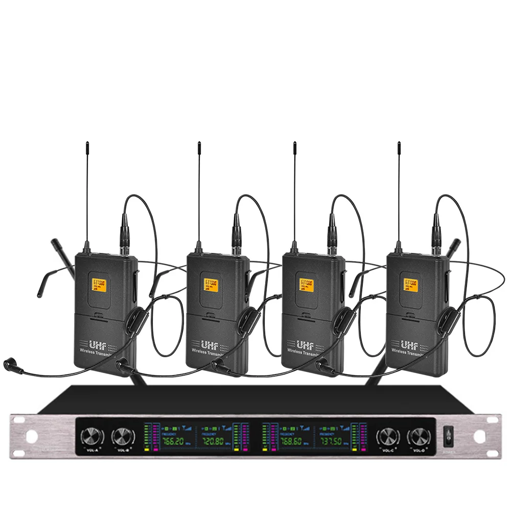 

Professional Wireless Microphone Four Headset Microphone Stage Performance Outdoor Activity Microphone Wireless