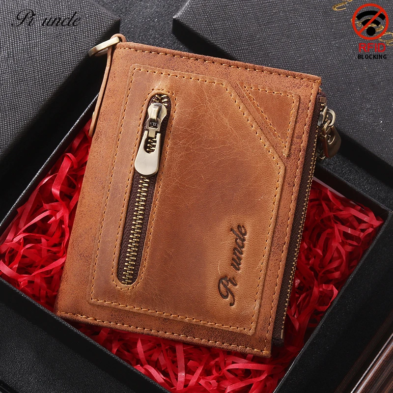 Genuine Leather Men Short Wallet With Coins Purse Male Small Cards Holder  Rfid Wallets Hasp Design Casual Portfel Zipper Pocket|Wallets| - AliExpress