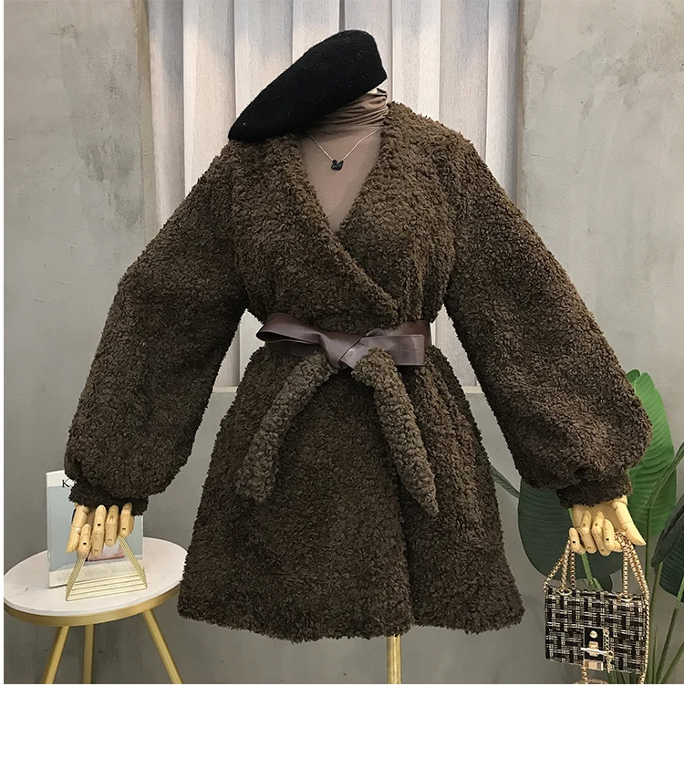 Теплая флисовая куртка из искусственного плюша и овечьей шерсти, пальто, женская однотонная модная одежда, осенне-зимняя обувь на шнуровке с поясом-бабочкой и поясом, Розовый Белый Топ