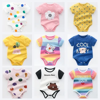 

Kids Onesie Clothes Newborn Baby Rompers Fashion Print Short Sleeve Jumpsuit Toddler Boys Girls Bottoming Climbing Suit