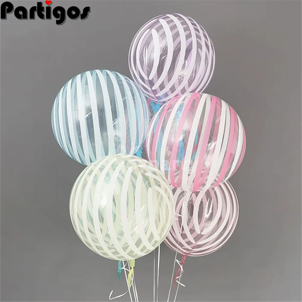5pcs New Crystal Striped Bubble Balloons 18 inch Metallic Bubble balloon Vibrato Wedding Happy Birthday Decoration