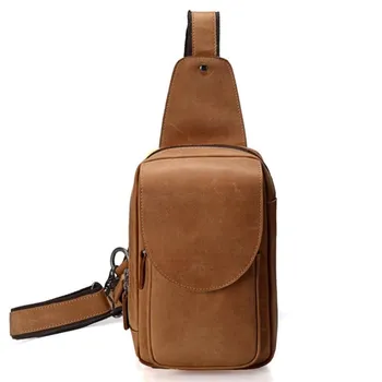 

Small Messenger Bag High Quality Vintage Casual Crazy Horse Leather Men Chest Bag For Men Travel Bags