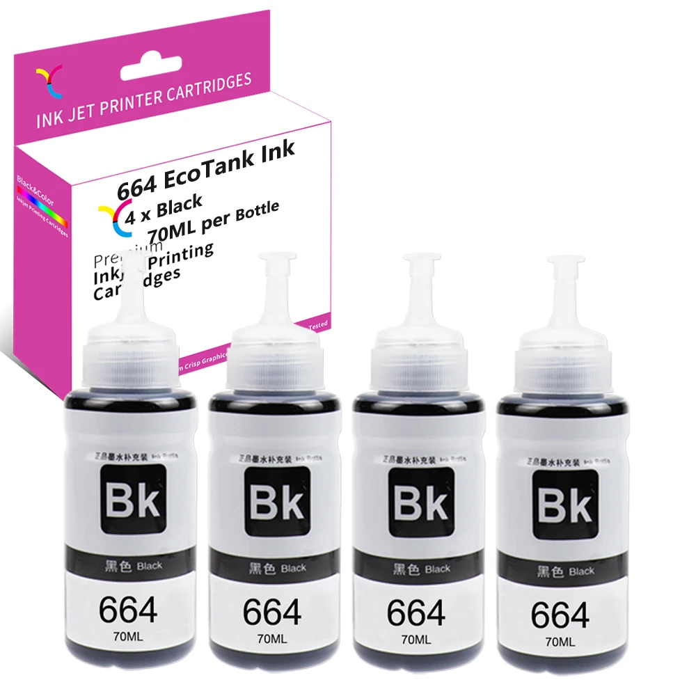 Compatibile Yc Per Epson 664 Ecotank Nero (T664120) T6641 Per L100/L110/L200/L300/L355/L550,Et-2500/Et-2550/Et-2600/Et-4500