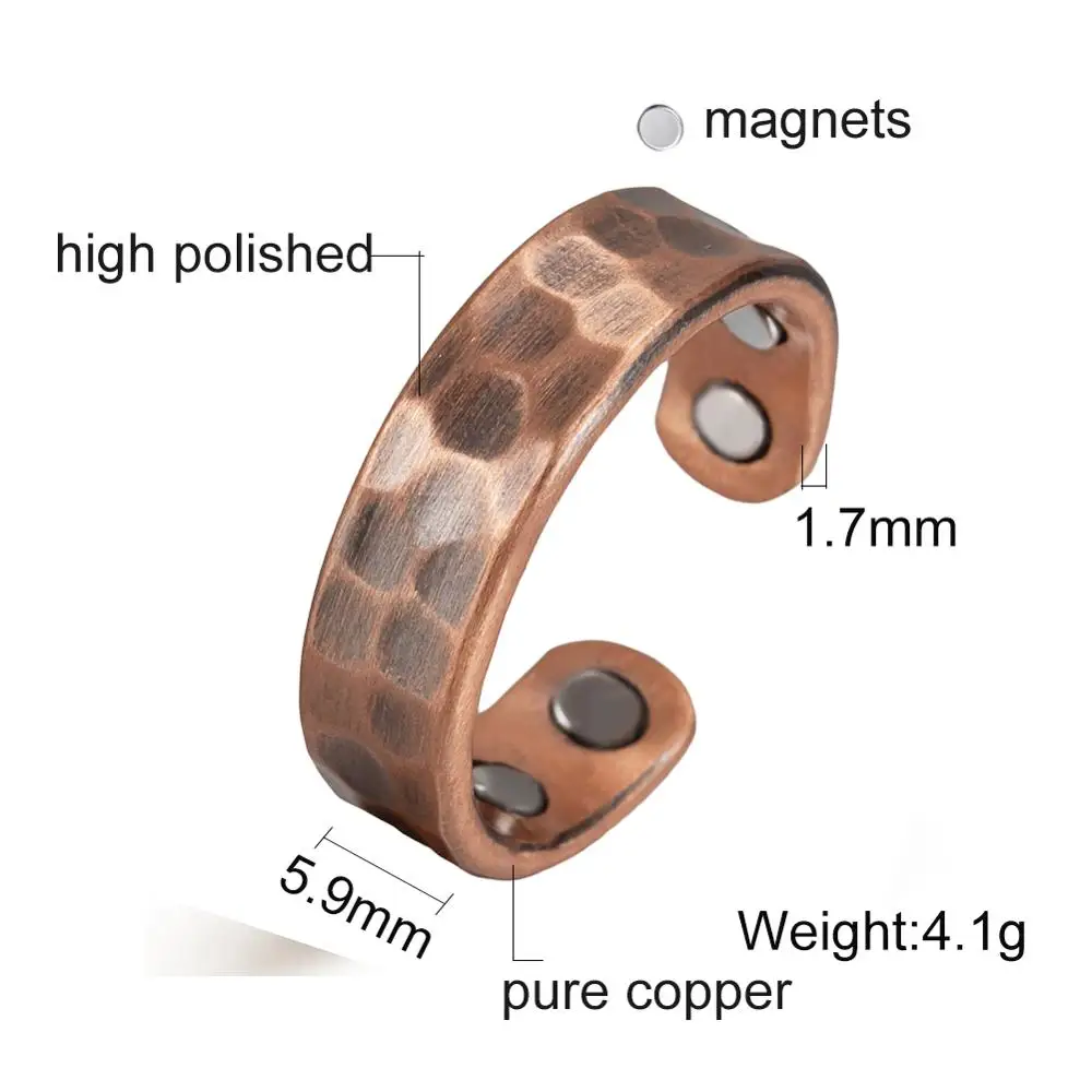 Copper Adjustable Rings Men Vintage Pure Copper Magnetic Health Energy Wedding Bands Open Cuff Finger Men Jewelry Resizable finger ring,silver ring,wedding rings,stainless steel ring,jewelry accessories,ring set,adjustable rings,wedding ring,gold color ring,gold color rings