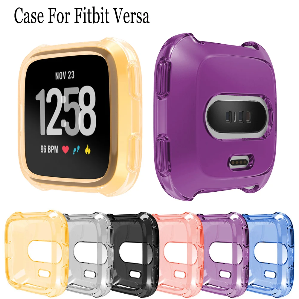 Fitbit Versa 용 초박형 소프트 TPU 보호기 케이스 커버 Fitbit Versa 용 화면 보호 쉘 스마트 워치 액세서리