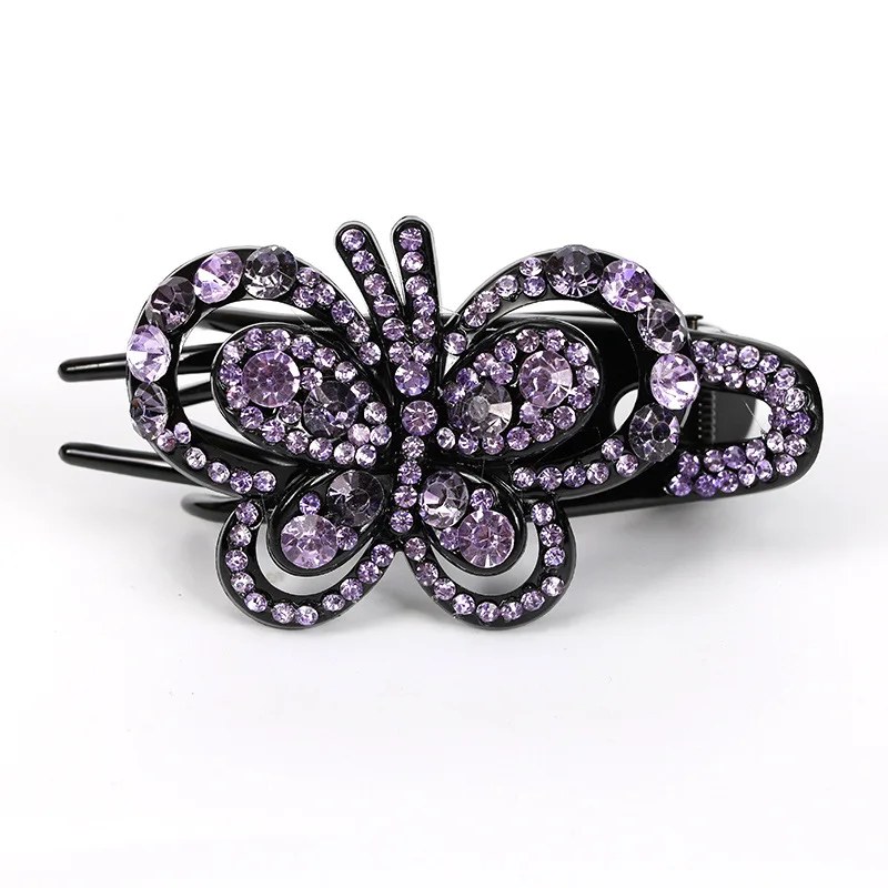 Violet B Корейская мода заколка для волос с кристаллами женские заколки для волос топ боковой зажим Стразы зажим «утиный клюв» ювелирные изделия для волос девушка аксессуары для волос - Цвет: Violet B
