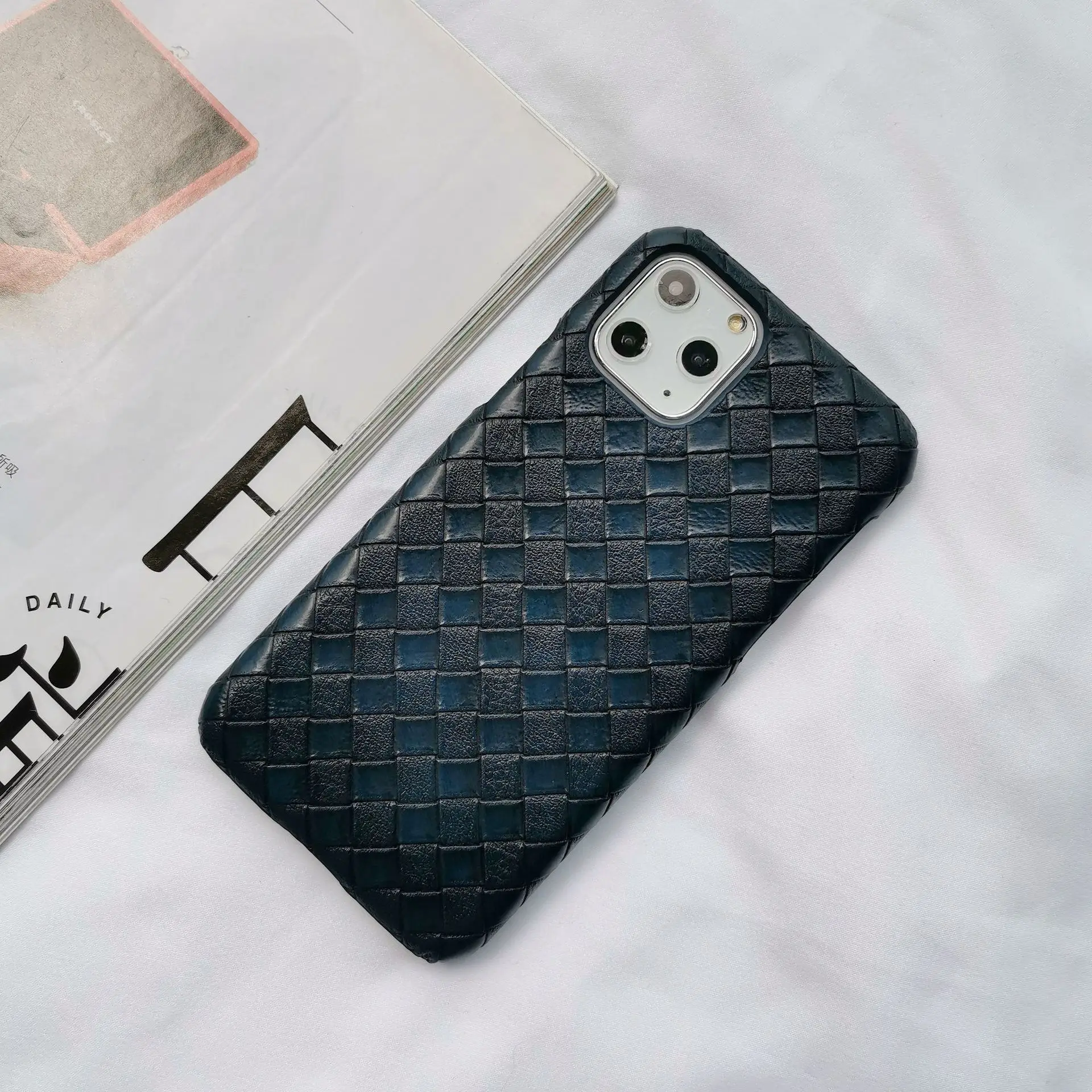 IMIDO ультра тонкий сетчатый волнистый чехол для телефона для iPhone 6 6S 7 8 Plus для iPhone 11 Pro XS MAX XR роскошный тканый чехол - Цвет: blue