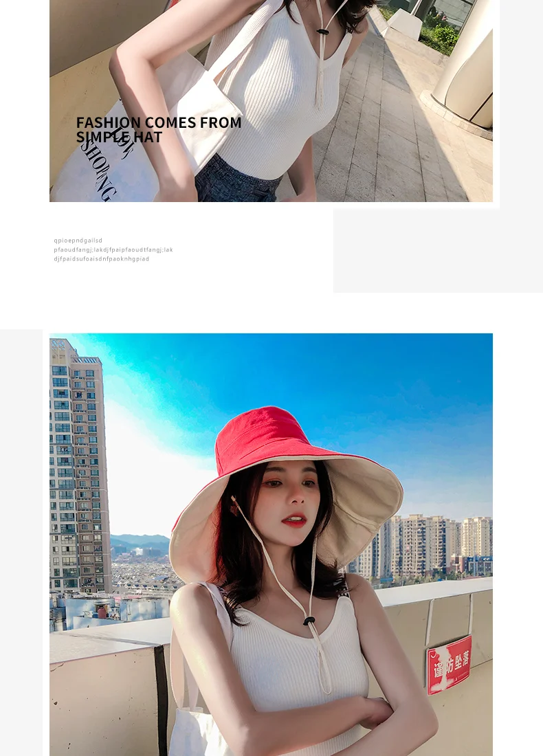 Oversized hat eaves fisherman hat Korean version of the sun hat women's sun protection face day hundred hat summer