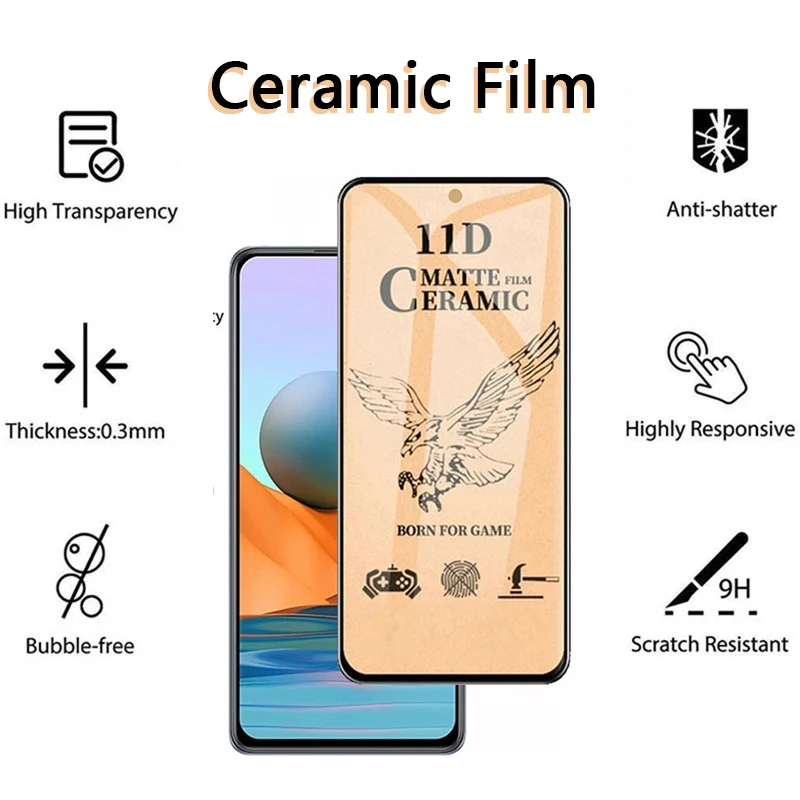 Matte Ceramic Film For Vivo Y30 Y50 Y51 Y31 Y7S Y20i Y12S Y17 Y15 Y12 Y11 Y19 Y5S Y85 Glass Black Edge Soft 9D Screen Protector | Мобильные