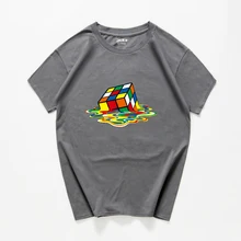 Футболки Для мужчин и Для женщин моды с тематикой сериала «Теория большого взрыва», с принтом, стильный дизайн, футболки с принтом "Кубик Рубика" Повседневное хлопок короткий рукав футболки для девочек