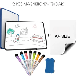 Tableau blanc effaçable magnétique Double face pour enfants, tableau sashu pour Note, réfrigérateur, dessin pour enfants, fournitures scolaires au format A4 