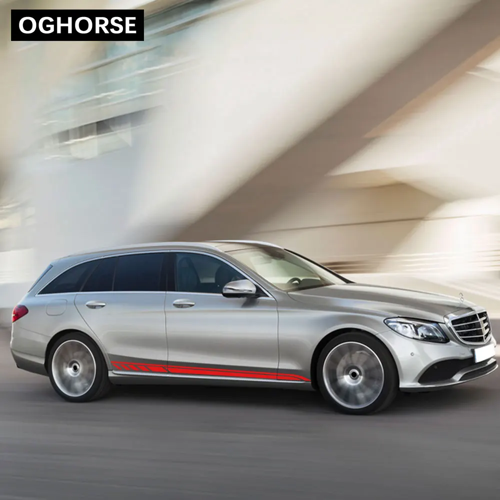 2 шт., наклейка на дверь автомобиля с боковыми полосками, наклейка для Mercedes Benz C Class Estate W205 C63 C43 C180 C200 C300 AMG, аксессуары