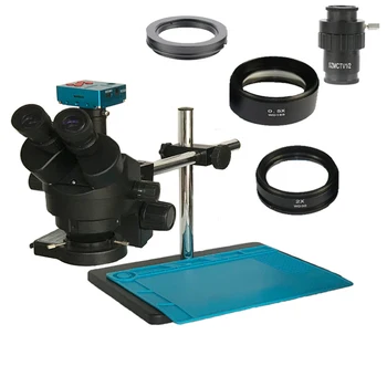 

Single arm support 3.5X-90X Simul-focal Trinocular Stereo Microscope 30MP HDMI USB Microscopio Camera jewelry phone pcb repair