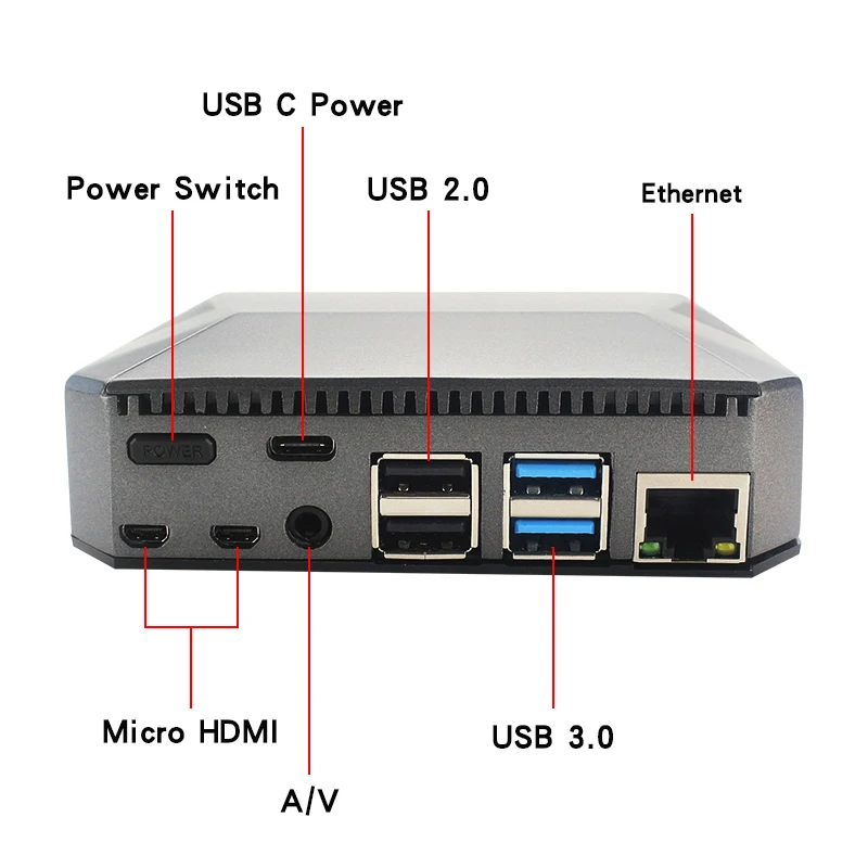 Raspberry Pi 4 Модель B чехол, алюминиевый корпус, съемная крышка GPIO с выключателем питания+ вентилятор охлаждения+ радиаторы для Raspberry Pi 4