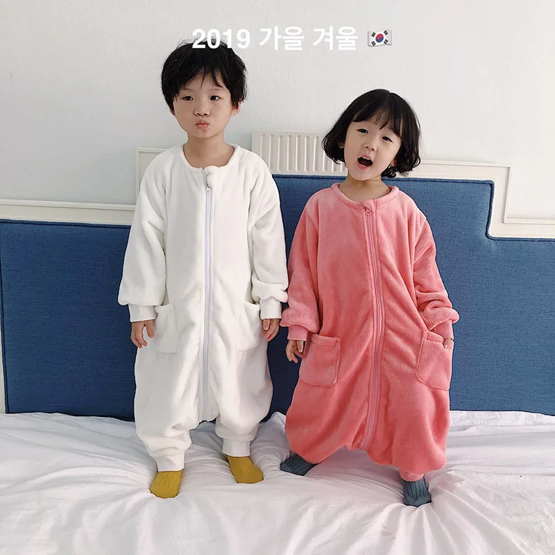 Pijama Entero de Mono Manga Larga Ropa de Dormir Franela Invierno Grueso y C/álido Impresi/ón Saco de Dormir Ni/ño Ni/ña 1-6 a/ños