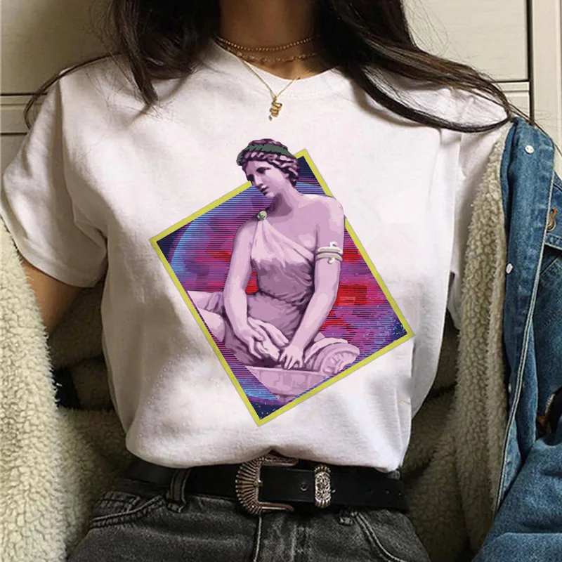 Эстетическая футболка vaporwave Michelangelo Женская модная новая футболка harajuku Повседневная Корейская стильная графическая футболка в стиле хип-хоп женская - Цвет: 621