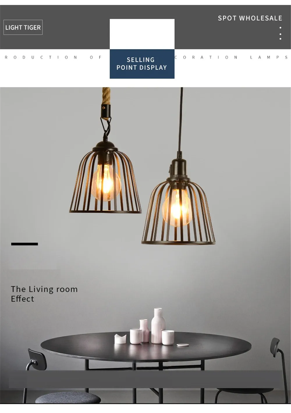 Nordic Design LED Pendant Lamp Loft Decor Edison Industrial Vintage Hemp Rope Iron Hanging Light Dining Room Home Lighting (28)