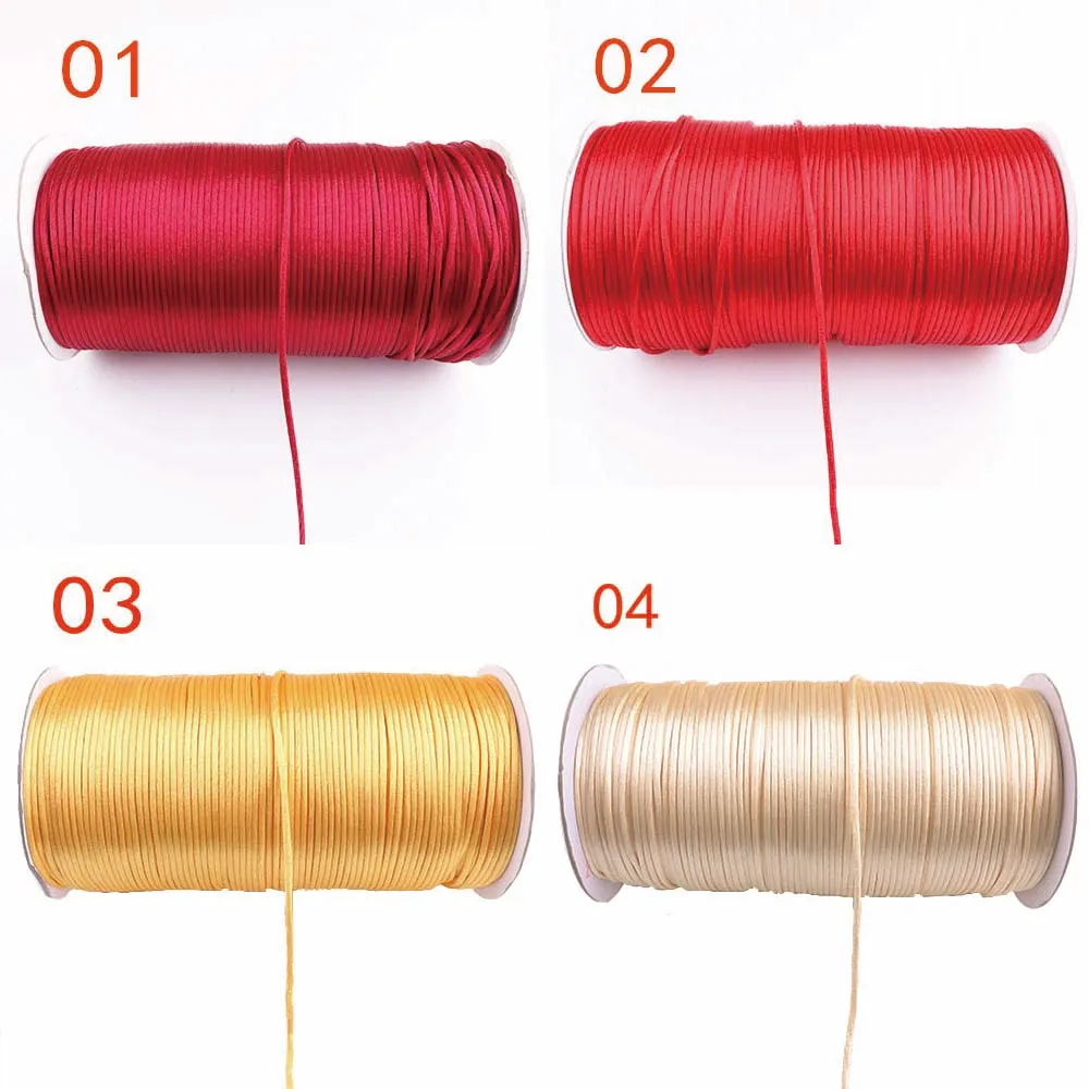 1.5mm Chinese Knot Braided Rope Silk Macrame Satin Cord Weave Jewelry Findings Beading