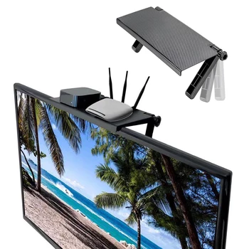 

Adjustable Tv Screen Top Shelf Monitor Mount Organizer Storage Rack Holder for Computer Desktop Stand Display Rack Home Storage