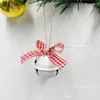 6pcs Christmas Metal  Jingle Bell with Bowknot Hemp Rope Pendant for Christmas Tree Ornament Decoration Fashion Accessories 5