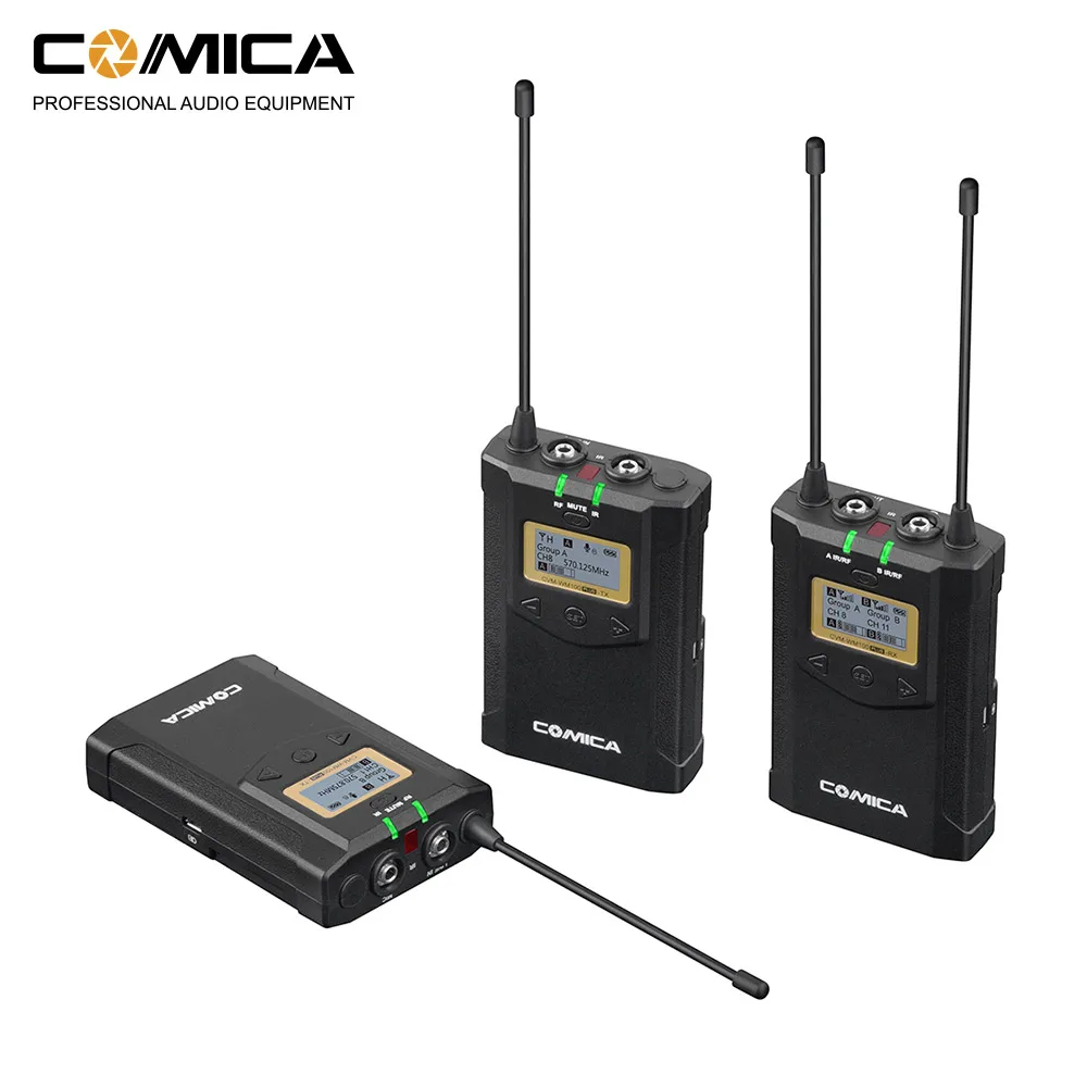 CoMica CVM-WM100 PLUS UHF 48-канальная Беспроводная двойная петличная микрофонная система