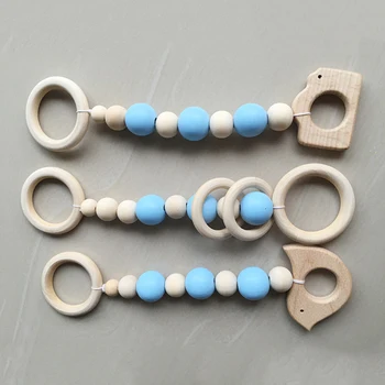 

Baby Wooden Beads Teether Ring Chain for Infant Nursing Teething Tooth Training Accessories Newborn Baby Care