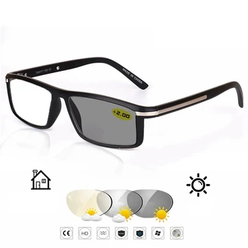 

Discoloration Reading Glasses Men Photochromic Full Frame Black Red Presbyopia Glasses Plastic High Quality Outdoor Eyewear +150