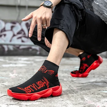 

Fashion Sneakers For Men Brand Comfortable Man Casual Shoes Zapatos Hombre High Quality Pop Tide Trend Light Socks Shoes Sports
