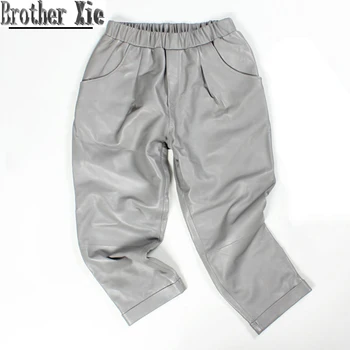 

2020 Spring Leather Pants Women Harem Elastic Waist Pants Streetwear Vintage Women Trousers Casual Sexy Genuine Leather Pants