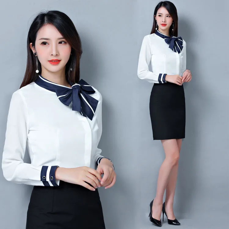 

Photo Shoot Spring And Summer New Style White Shirt Short Sleeve Set Skirt Ol Elegant Workwear Women's Airline Stewardess Hotel