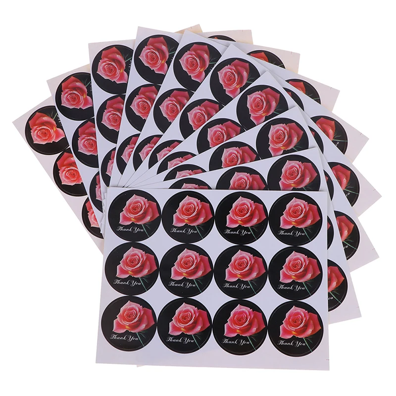 

120pcs/10sheets DIY Decorative Gifts Label Flower Thank You Series Round Seal Sticker