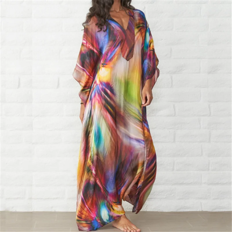 

Oversize Bikini Cover Up 2019 Beach Wear Robe Plage Sarong Beach Tunic Kaftan Beach Chiffon Cover Up Pareos De Playa Mujer