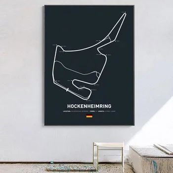 

Formula 1 Race Poster Circuito Hockenheimring F1 Circuit Home Decoration Wall Art Canvas Fabric Cloth Print Pictures No Frame